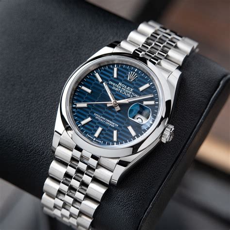 rolex datejust stahl blau|Rolex Datejust blue motif.